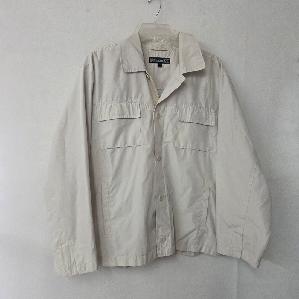 LERROS Mens Beige Utility Jacket Size‎ L Button Up Collared Long Sleeve Pockets